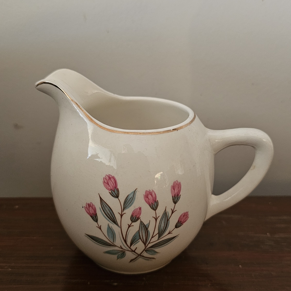 Wedgwood Cream Pitcher with Pink Floral Design